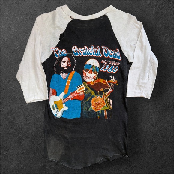 Grateful‎ Dead 1980 Tour Raglan Baseball Tee Mens XS 3/4 Sleeve Concert Shirt
